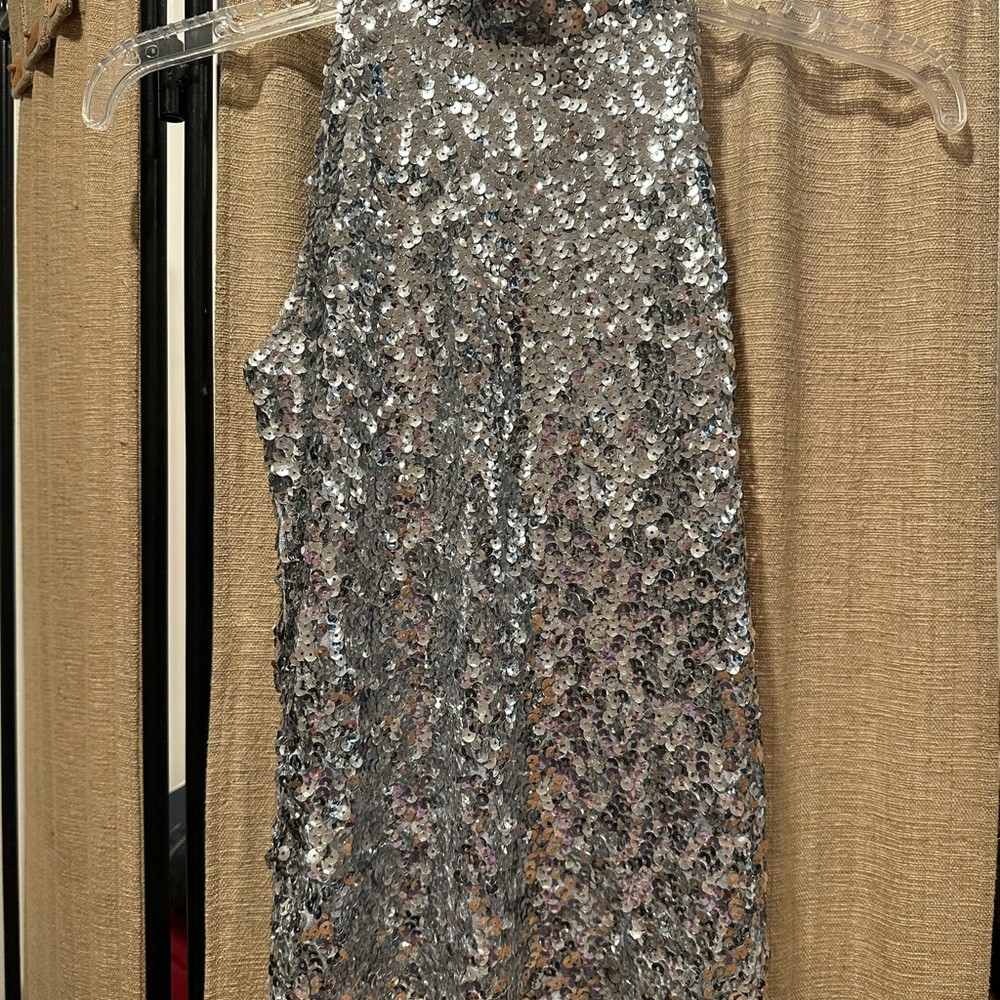 Silver Sequin Sleeveless Tunic